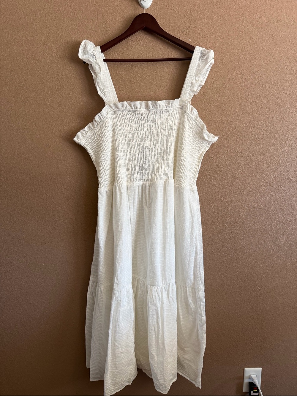 Eloquii White Smocked Dress with Ruffled Trim Size 26/28 NWT